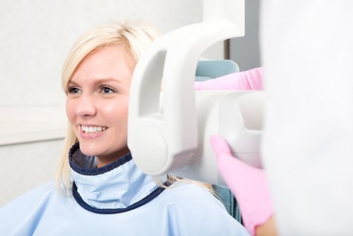 woman in a 3D imaging machine